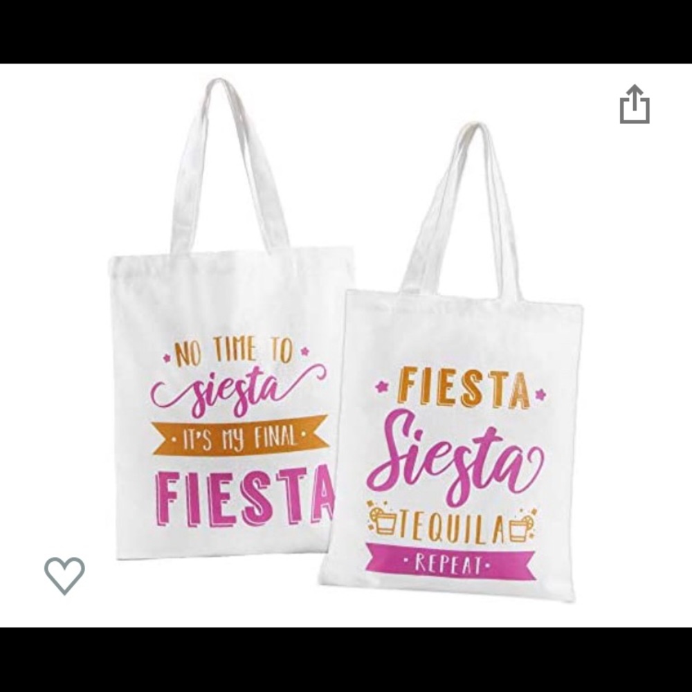 Bachelorette tote bags, set of 7 including bride